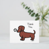 Rode gladharige dachshund Tiny Flower Dank je Briefkaart (Staand voorkant)