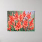 Rode Gladiolus bloemen Elegante bloementuin bloeit Canvas Afdruk (Voorkant)
