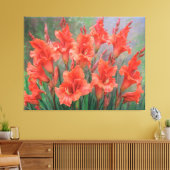 Rode Gladiolus bloemen Elegante bloementuin bloeit Canvas Afdruk (Insitu (Woonkamer))
