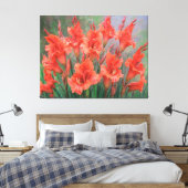 Rode Gladiolus bloemen Elegante bloementuin bloeit Canvas Afdruk (Insitu (Slaapkamer))