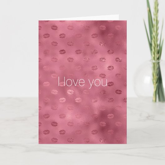 rode glam glitzy lippen kussen liefde kaart (Voorkant)