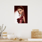 Rode Glamour Print, Waarde Poster Papier (Halfglan (Keuken)