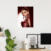 Rode Glamour Print, Waarde Poster Papier (Halfglan (Thuiskantoor)