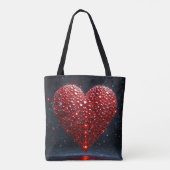 Rode glanzende hart tote bag (Achterkant)