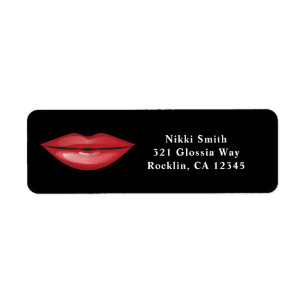 Rode Glanzende Lippen Kus Chic Moderne Glamour Sch Etiket