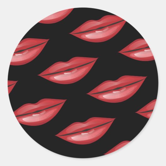 Rode Glanzende Lippen Kus Schoonheid Make-up Party Ronde Sticker (Voorkant)