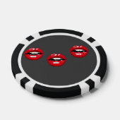 Rode glanzende lippen op grijs poker chips (Enkel)