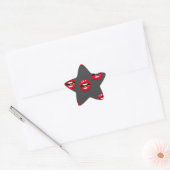 Rode glanzende lippen op grijs ster sticker (Envelop)