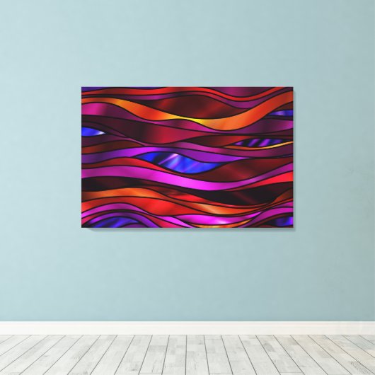 Rode Glas in lood Abstract Canvas Afdruk (Insitu (Houten vloer))