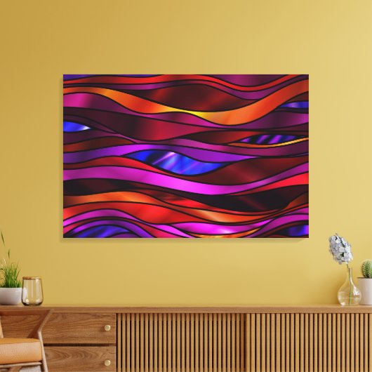 Rode Glas in lood Abstract Canvas Afdruk (Insitu (Woonkamer))