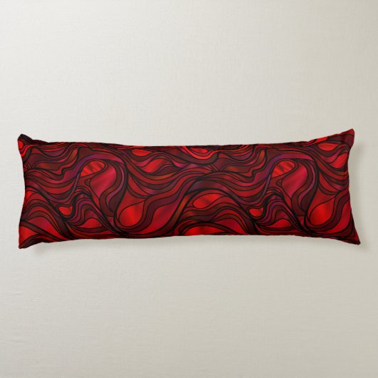 Rode Glas in lood Abstract Lichaamskussen (Achterkant)