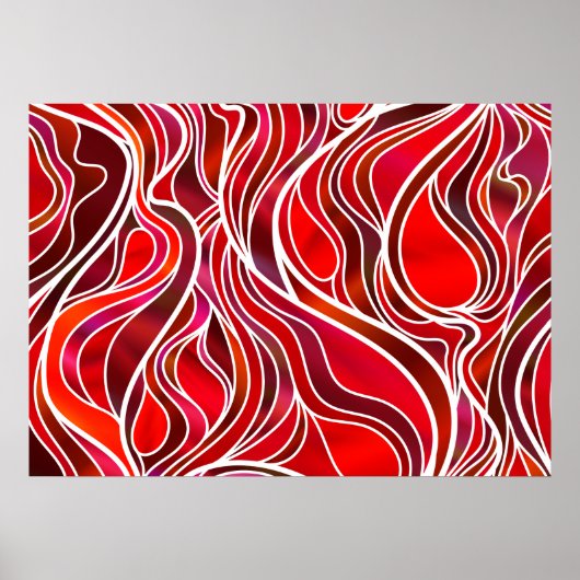 Rode Glas in lood Abstract Poster (Voorkant)