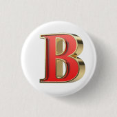Rode glazen letter B Ronde Button 3,2 Cm (Voorkant)