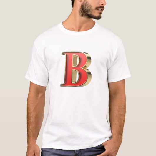Rode glazen letter B T-shirt (Voorkant)