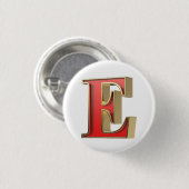Rode glazen letter E Ronde Button 3,2 Cm (Voorkant /achterkant)