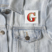 Rode glazen letter G Vierkante Button 5,1 Cm (In situ)
