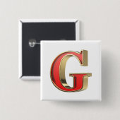 Rode glazen letter G Vierkante Button 5,1 Cm (Voorkant /achterkant)