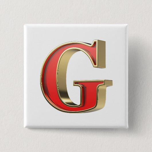 Rode glazen letter G Vierkante Button 5,1 Cm (Voorkant)