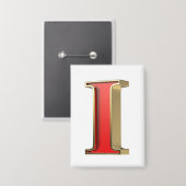 Rode glazen letter I Button (Voorkant / Achterkant)