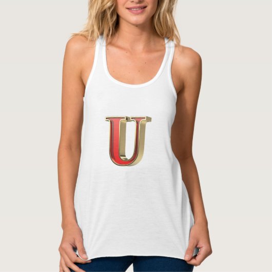 Rode glazen letter U Tanktop (Voorkant)