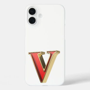 Rode glazen letter V iPhone 16 Plus Hoesje