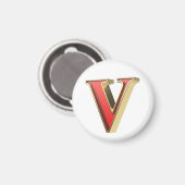 Rode glazen letter V Magneet (Voorkant / Achterkant)