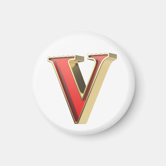 Rode glazen letter V Magneet (Voorkant)