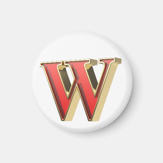 Rode glazen letter W Magneet (Voorkant)