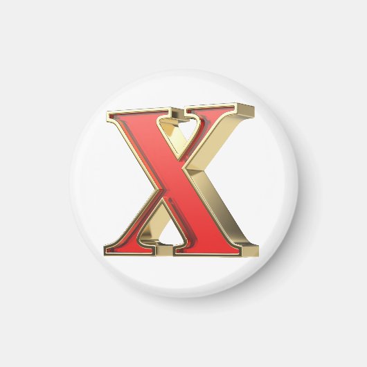 Rode glazen letter X Magneet (Voorkant)