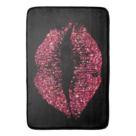 Rode glazen lippen #2 badmat (Voorkant Verticaal)