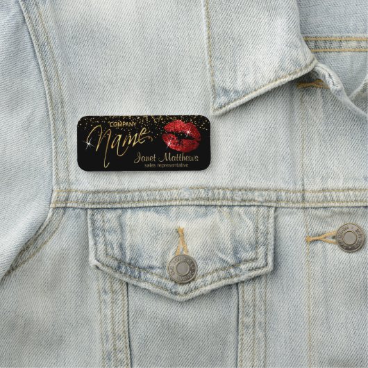 Rode glazen lippen naamplaatje (In situ)