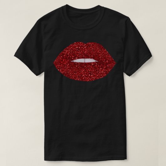Rode glazen lippen t-shirt (Design voorkant)