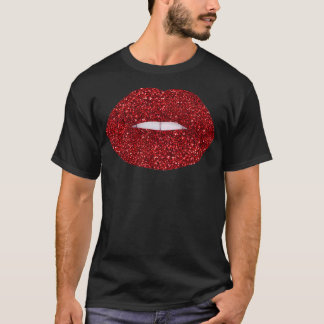 Rode glazen lippen t-shirt