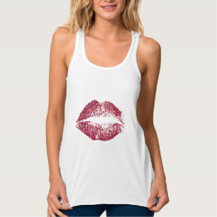 Rode glazen lippen tanktop