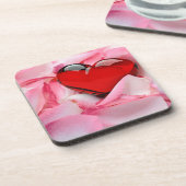 Rode glazen Roos Bier Onderzetter (Linkerzijde)