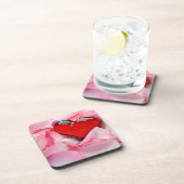 Rode glazen Roos Bier Onderzetter (Rechterzijde)