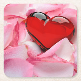 Rode glazen Roos Kartonnen Onderzetters