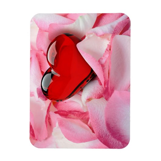 Rode glazen Roos Magneet (Verticaal)