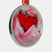 Rode glazen Roos Metalen Ornament (Rechts)