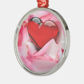 Rode glazen Roos Metalen Ornament (Links)