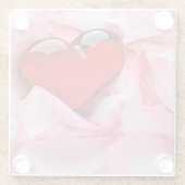 Rode glazen Roos Onderzetter (Achterkant)