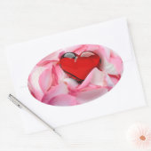 Rode glazen Roos Ovale Sticker (Envelop)