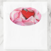 Rode glazen Roos Ovale Sticker (Tas)