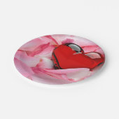 Rode glazen Roos Papieren Bordje (Gekanteld)