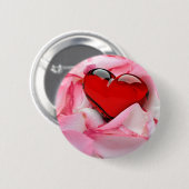 Rode glazen Roos Ronde Button 5,7 Cm (Voorkant /achterkant)