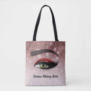 Rode glazen zweven ogen make-up kunstenaar tote bag