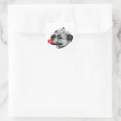 Rode Glimlach Markering Vierkante Sticker (Tas)