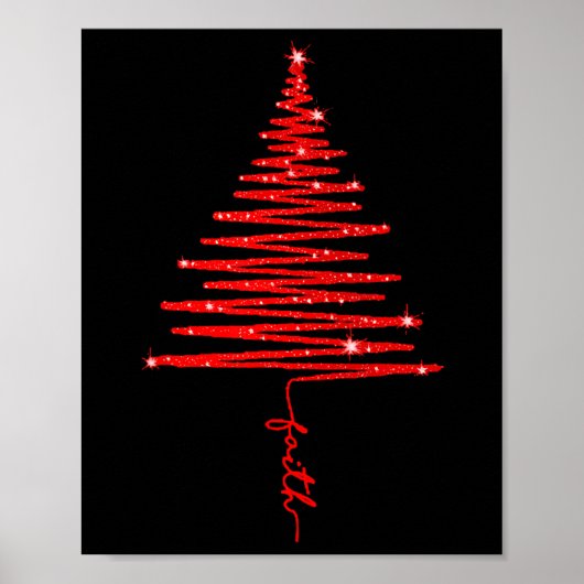 Rode glinsterende geloof Kerstboom Poster (Voorkant)