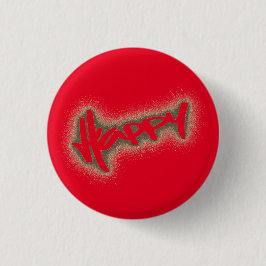 RODE GLINSTERENDE GELUKKIGE GRAFFITI RONDE BUTTON 3,2 CM
