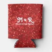 Rode glinsterende glitterpatroon blikjeskoeler (Voorkant)